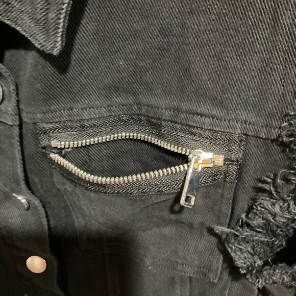 NWTs Dolls Kill Cropped Black Denim Jacket Women's Size Large Goth Grunge - Picture 6 of 10